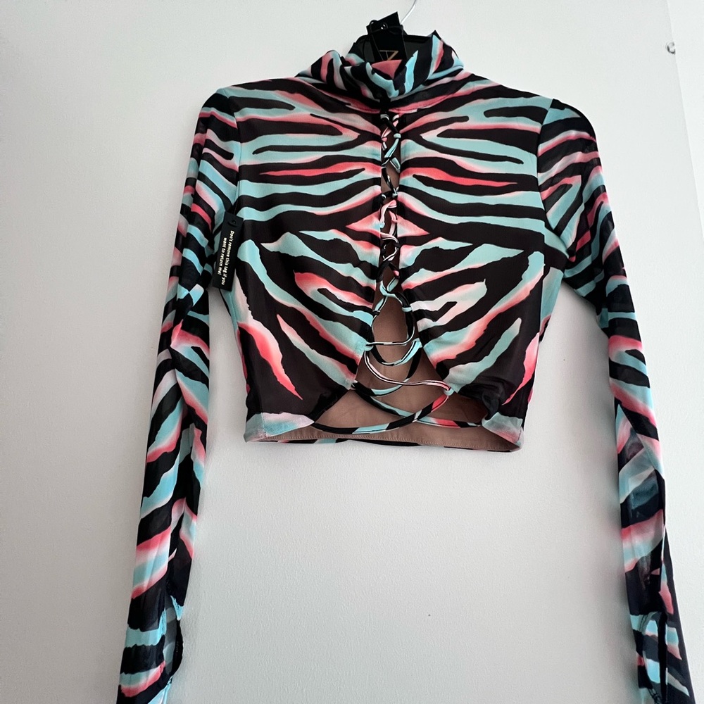 Zebra Print Long Sleeve Top